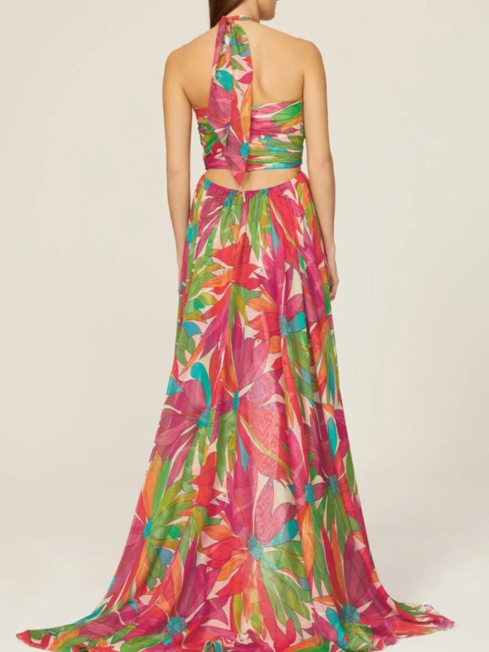 Ronny Kobo Natasha Dress Floral Halter Maxi Gown M - Picture 2 of 16